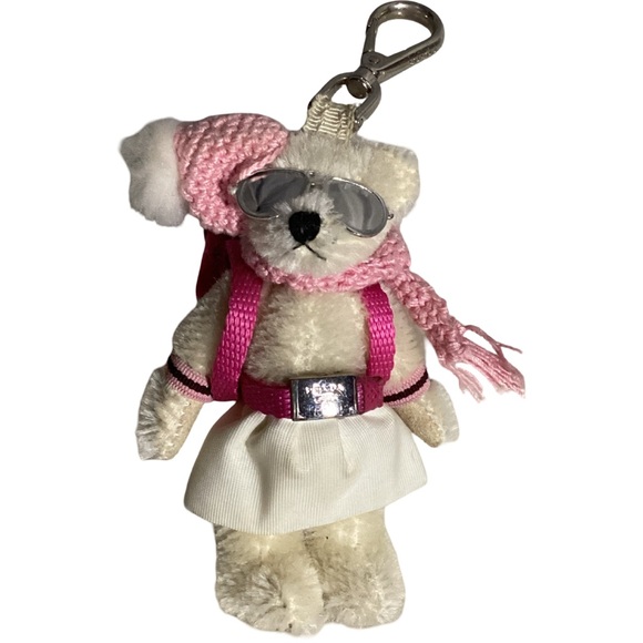 PRADA Bear w/ Pink Backpack, Scarf, Hat, Belt & Glasses Bag Charm Keychain - Picture 1 of 11